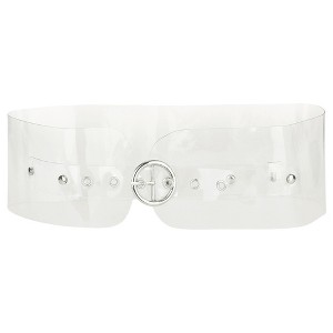 INSPIRE CHIC Women Clear Waist Belts, Wide Transparent Round Buckle PVC Waistband Belt for Dress - 1 of 4