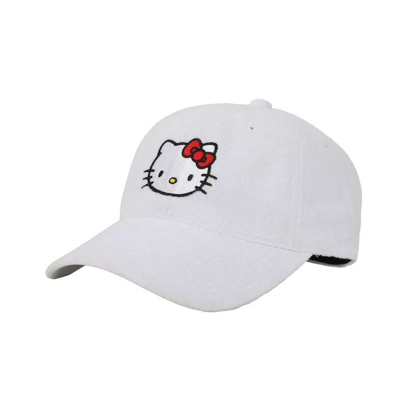 Hello Kitty Embroidered Character Head Art Adult White Baseball Cap, 2 of 7