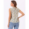 Allegra K Women's Ruffled Business Office 1950s Vintage Floral Sleeveless Top - 4 of 4