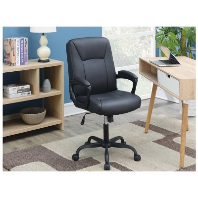 Vynxaria Relax Cushioned Office Chair 1pc Black Upholstered Seat back Adjustable Chair Faux Leather