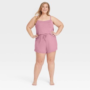Women's Lace Trim Ribbed Cami Top and Shorts Pajama Set - Auden™ - 1 of 3