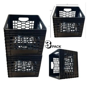 CrateMate Heavy-Duty 24QT Black Milk Crate for Storage & Organization | Perfect for Home, Camping, Worksite | Stackable, Durable, USA Made - 1 of 4