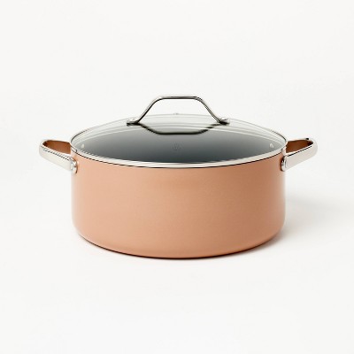 8qt Nonstick Ceramic Coated Aluminum Wide Stock Pot Blue - Figmint