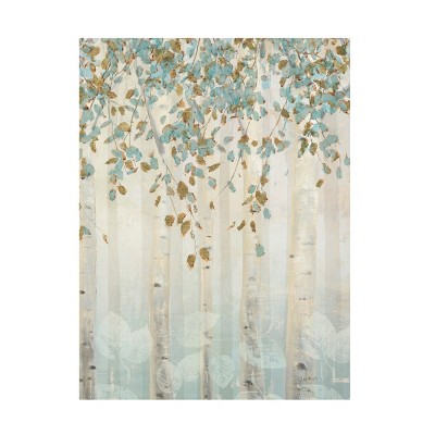 Dream Forest II Birch Trees Canvas Art in Blue and Beige
