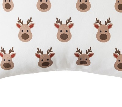 White and Brown Reindeer Christmas Throw Pillow