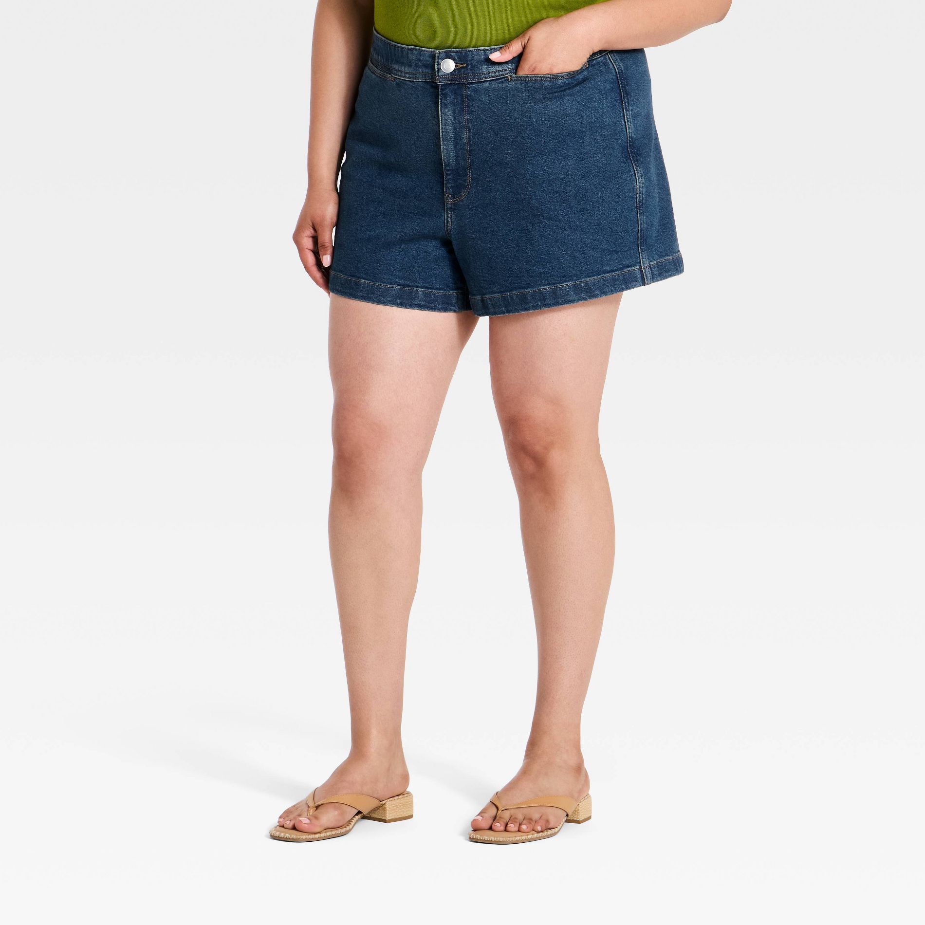 Women's High-Rise Smart Jean Shorts - Ava & Viv™ Dark Wash