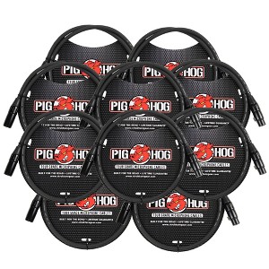 Pig Hog 8mm XLR Microphone Cable Male to Female 3 Ft Fully Balanced Premium Mic Cable - 10 Pack - 1 of 3