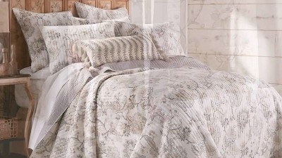 Ophelia Floral Blush and Gray Cotton Euro Sham Set