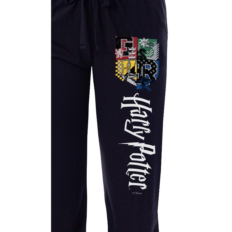Harry Potter Women's Hogwarts House Crest Sleep Lounge Pajama Pants Black, 2 of 4