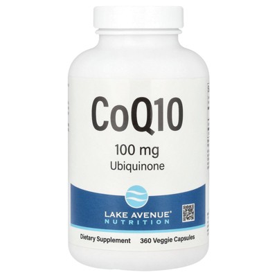 CoQ10 by Lake Avenue Nutrition - Ubiquinone Supplement - Promotes Antioxidant Activity - Gluten Free, Non-GMO - 100 mg - 360 Veggie Capsules