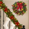 TackView 24''Lighted Christmas Wreath for Front Door, Artificial Holiday Wreath with Pine Cones,Berries,Red Green - 2 of 4