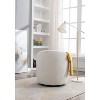 Gulches Ivory White Teddy Fabric Swivel Barrel Accent Chair - 360° Swivel Armchair with Black Powder-Coated Metal Ring, 250lbs - 2 of 3
