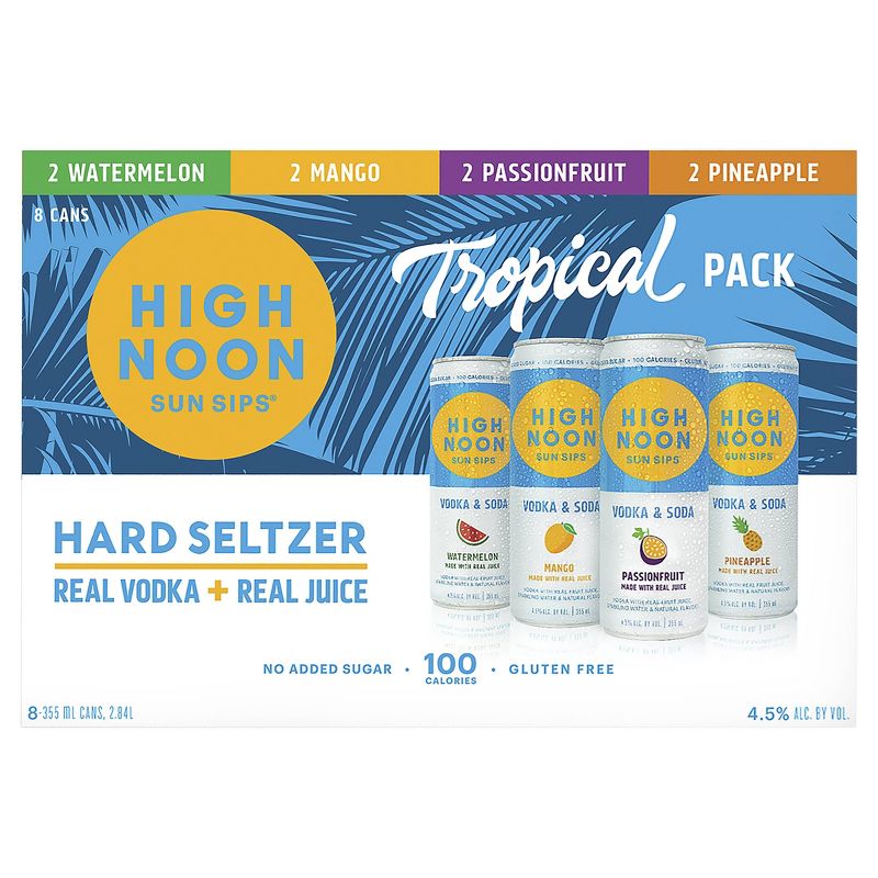 High Noon Sun Sips Tropical Hard Seltzer Variety Pack - 8pk/355ml Cans, 5 of 6