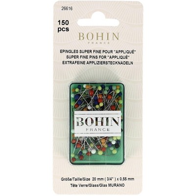 Bohin Glass Head Applique Pins-Size 12 150/Pkg