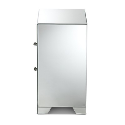 Mina Glamorous Mirrored Silver 3-Drawer End Table