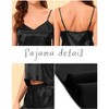 cheibear Women's Satin Spaghetti Cami Tops Ruffle Trim Shorts Sleepwear Sets - 4 of 4