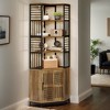 Hommoo Industrial Tall Corner Shelf with Cabinet Rustic Brown - 3 of 4