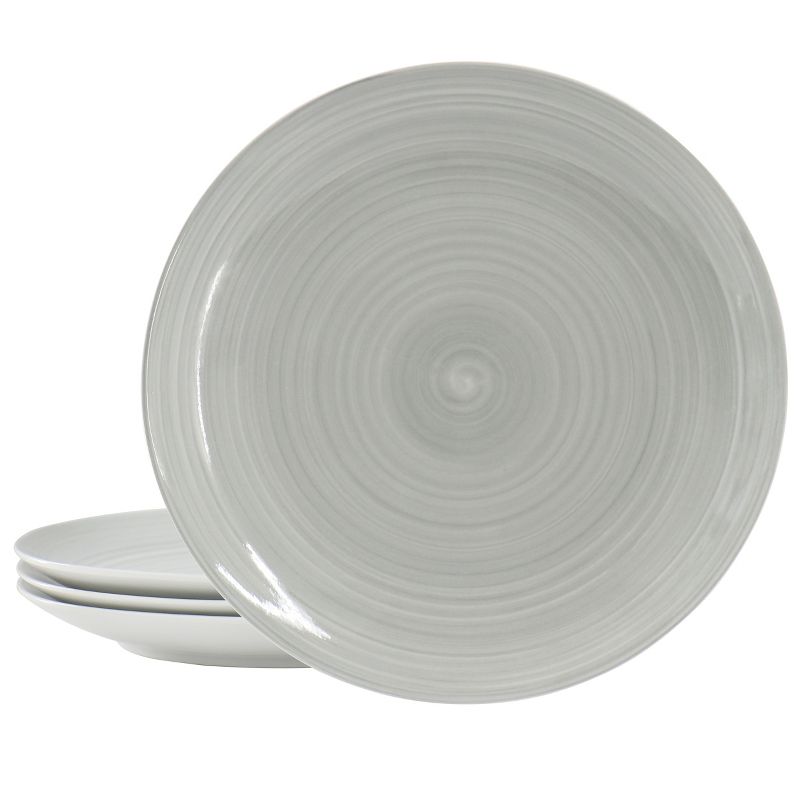Hometrends Crenshaw 4 Piece 10.25 Inch Round Ceramic Dinner Plate Set in Grey, 1 of 7