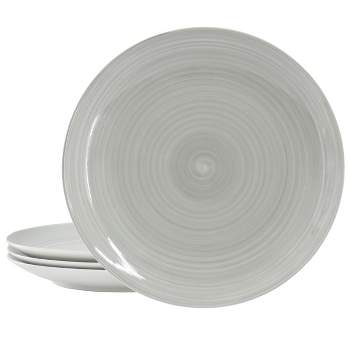 Hometrends Crenshaw 4 Piece 10.25 Inch Round Ceramic Dinner Plate Set in Grey