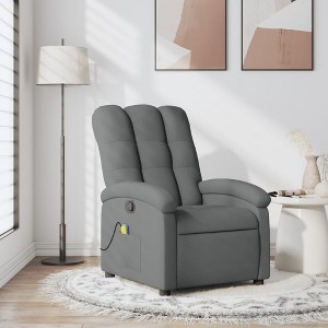 vidaXL Adjustable Dark Gray Fabric Massage Recliner - Comfort Manual Reclining Armchair With Vibration Massage, Side Pocket & Sturdy Frame - 1 of 4