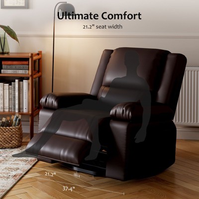Coucheta Power Recliner,PU Leather,55cm Wide Seat,135° Recline,8-Point Massage & Heating,Remote Lift Armrests(Coffee)