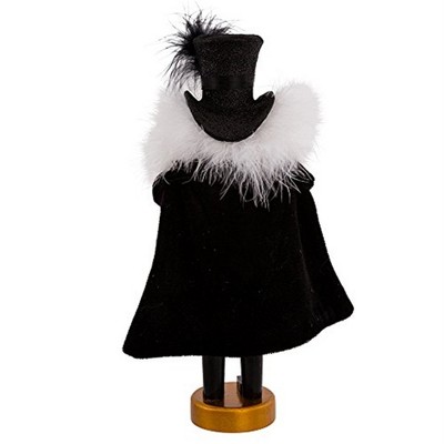 12-Inch Black and Gold Wooden Drosselmeyer Nutcracker