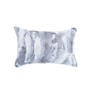HomeRoots Set of Two 12" X 20" Gray Rabbit Natural Fur Throw Pillow - 1 of 4