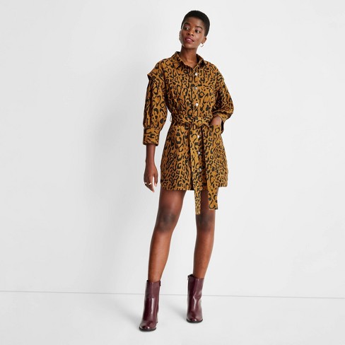 Women's Long Sleeve Utility Denim A-Line Dress - Future Collective™ with Kahlana Barfield Brown - image 1 of 3
