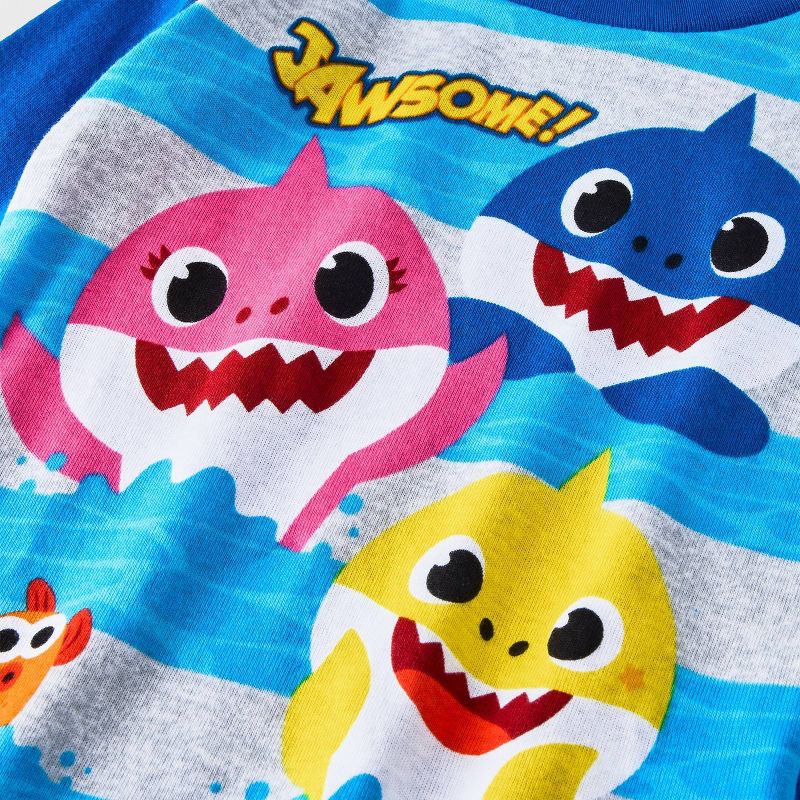 Toddler Boys&#39; 4pc Baby Shark Snug Fit Pajama Set - Blue 2T, 3 of 4
