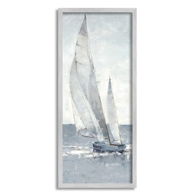 Stupell Industries Grey Sailboat Nautical Abstraction Framed Giclee Art