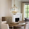 ALOADECOR 4 Lights W18in Glam Crystal Chandelier in Matte Gold Luxury Unique Drum Shape Pendant Light for Dining Room - 2 of 4