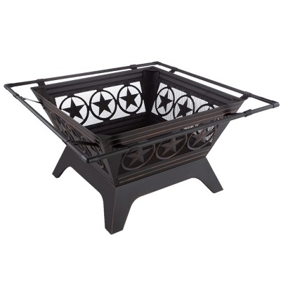 Nature Spring Outdoor Woodburning Star Fire Pit - 32" Square, Black