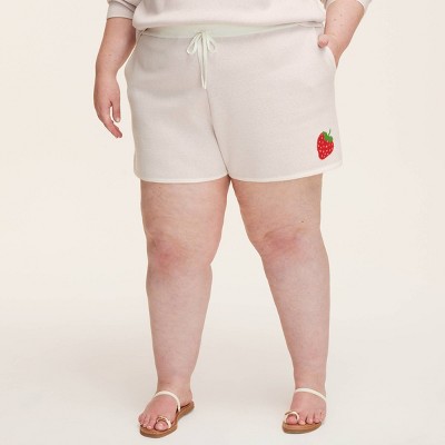 Women's Embroidered Strawberry Sweater Shorts - kate spade new york x Target Cream
