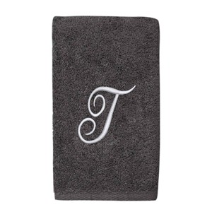 Avanti  Granite with Silver Script Monogram Bath Towel Letter   T - 1 of 3
