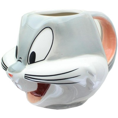 Silver Buffalo Looney Toons Bugs Bunny Face 22 Ounce Sculpted Ceramic Mug