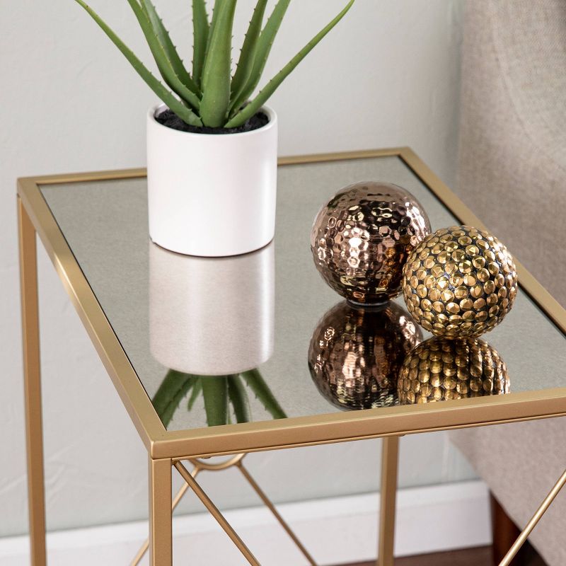 Nornew Mirror Top End Table Gold - Aiden Lane, 3 of 9