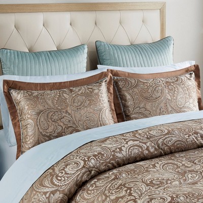 King Blue and Brown Paisley Cotton Jacquard Bed in a Bag Set