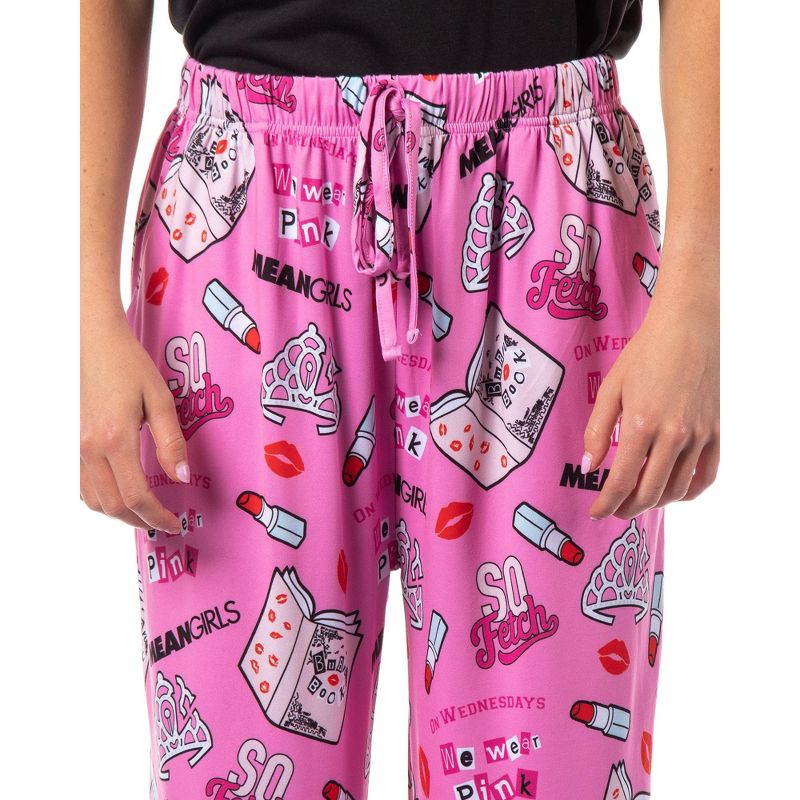 Mean Girls Women's Burn Book Icons and Movie Quotes Lounge Pajama Pants Pink, 3 of 5