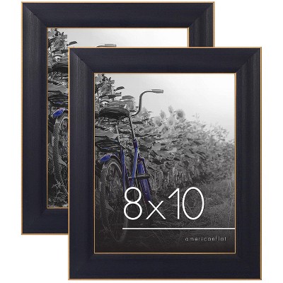Americanflat Picture Frame in Black with Gold Trim and Lead Free Polished Glass for Wall and Tabletop - 8" x 10" - Pack of 2