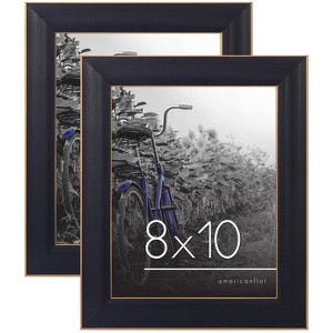 Americanflat Picture Frame in Black with Gold Trim and Lead Free Polished Glass for Wall and Tabletop - 8" x 10" - Pack of 2 - 1 of 4
