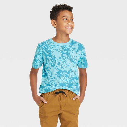 Boys' Short Sleeve Marbled Print T-shirt - Cat & Jack™ Blue S : Target