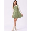 Allegra K Women's Plaid Peter Pan Collar Long Sleeve Mini A-Line Dress - 3 of 4