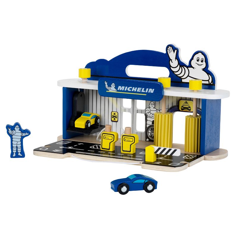 Theo Klein Michelin Car Service Station Kids Wooden Toy Playset with 2 Cars, 2 Fuel Pumps, and Car Wash Station for Ages 3 and Up, 2 of 7