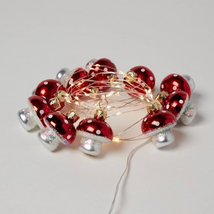 30ct LED Dewdrop with Red Mushrooms Christmas Indoor Novelty String Lights Warm White with Silver Wire - Wondershop™: Fairy Lights - 1 of 4