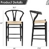 1 Piece Fully Assembled Wishbone Barstool Dining Chair Weave Counter Height Bar Stool for Kitchen Island Beige - 4 of 4