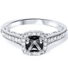 Pompeii3 1/3ct Cushion Halo Diamond Vintage Engagement Ring Setting 14K White Gold - 2 of 4