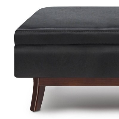 Ethan Midnight Black Faux Leather Storage Ottoman