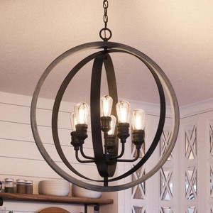 Urban Ambiance Luxury Vintage Chandelier,  30-3/4"H x 28"W,  Charcoal Finish, UHP2210 - 1 of 4
