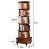 Lycvki Walnut Brown Wood 360 Display Rotating Bookshelf with Wheels - 4 of 4