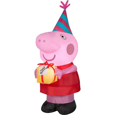 Gemmy Airblown Inflatable Birthday Party Peppa Pig, 3.5 ft Tall, pink